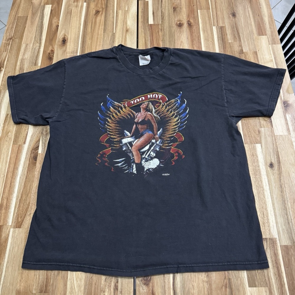 Vintage Pin Up Girl Shirt Mens XL Wildside Los Angels Black Biker Too‎ Hot USA